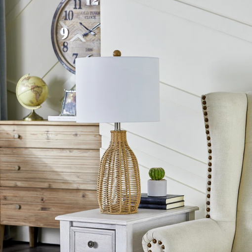 25'' country rope braided original color table lamp for living room/bedroom