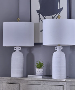 24'' white ceramic table lamp (set of 2)