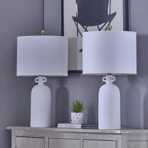 24'' white ceramic table lamp (set of 2)