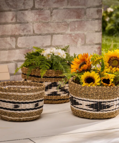 decorative woven rope baskets set of 3