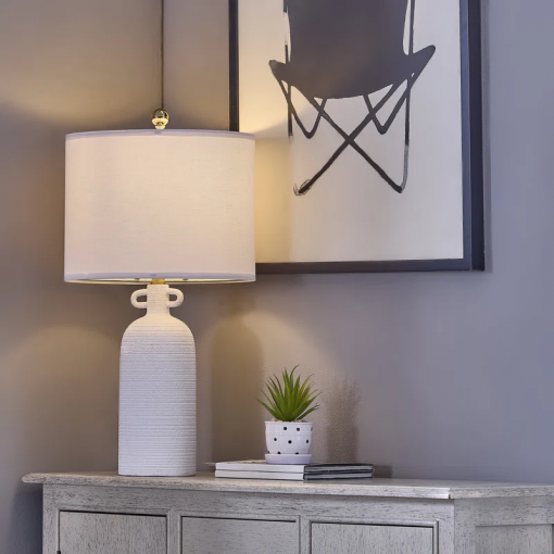 24'' white ceramic table lamp (set of 2)