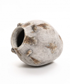 mottled brown and white terracotta 12 inch tall indoor and outdoor jug vase with handles