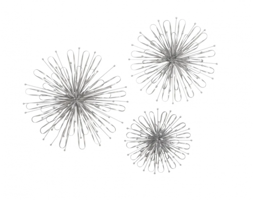 3 piece metal starburst wall decor with orb detailing set