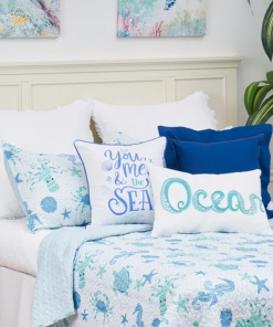 outlook beach coastal beach reversible quilt set