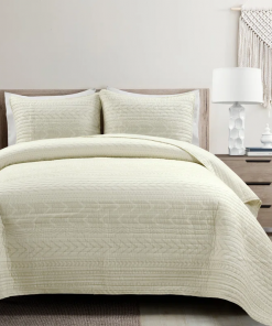 hygge geo reversible contemporary 3 piece quilt set