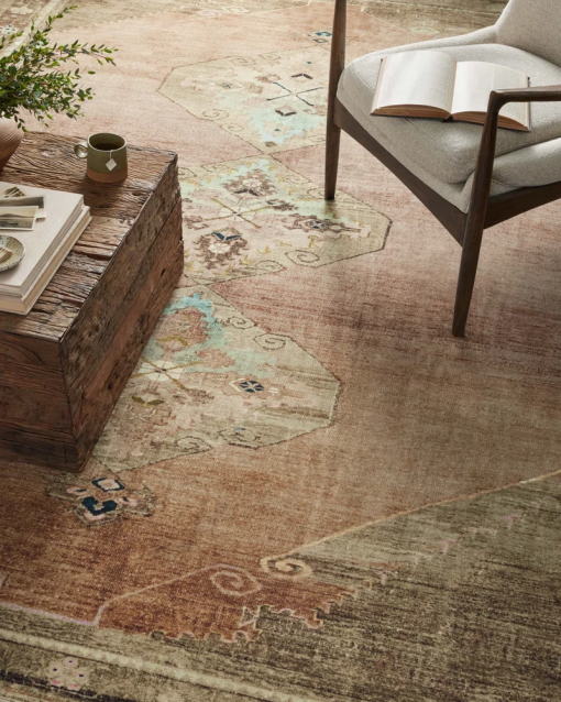 sinclair machine washable clay / tobacco area rug