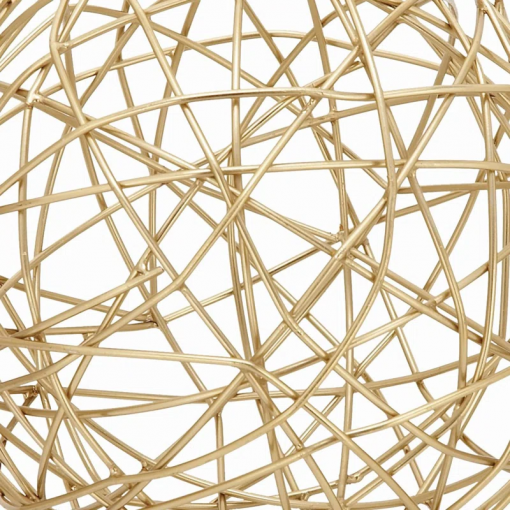 gold metal geometric wire orb decorative sculpture, set of 3 8", 6", 4"d