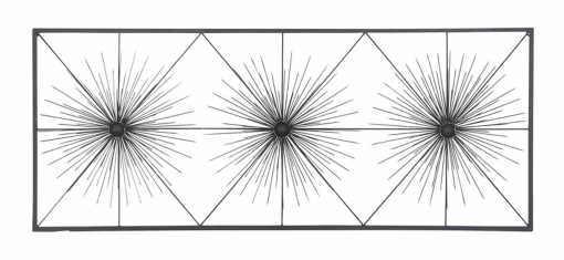 metal sea urchin starburst home wall decor with black frame