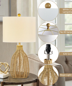 25'' country rope braided original color table lamp for living room/bedroom