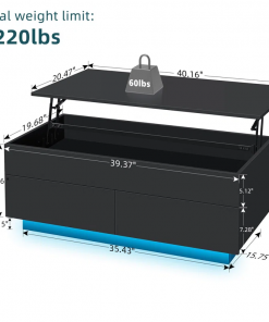 chappa lift top coffee table with multifunctional rgb led lights, hidden compartment and drawers