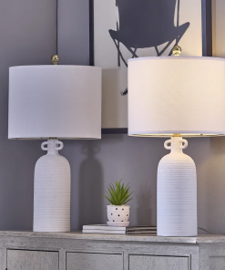24'' white ceramic table lamp (set of 2)