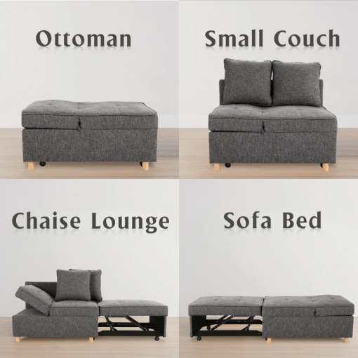 heron 71" upholstered convertible sleeper sofa, pull out sofa bed, chair bed, couch, lounger for small spaces