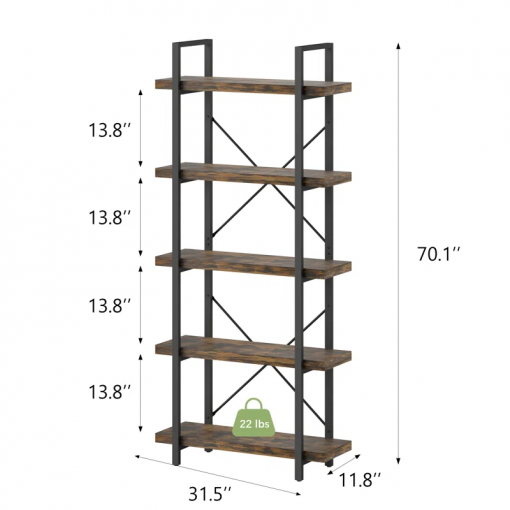 vintage industrial bookcase for living room, office, kitchen