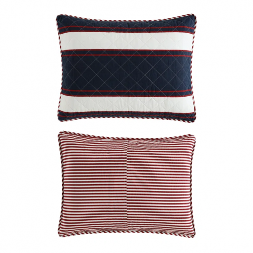 prospect harbor wesley blue cotton reversible quilt set