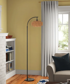 aarzo 69.6'' arched/arc rattan floor lamp with led light and remote control