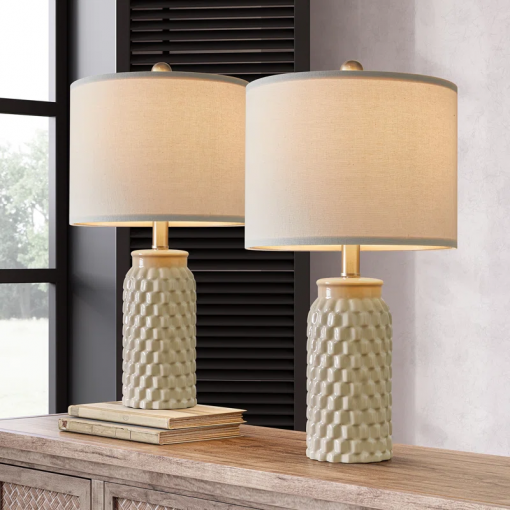 20.5" modern ceramic bedside lamp, for bedroom décor farmhouse table lamp living room office dorm
