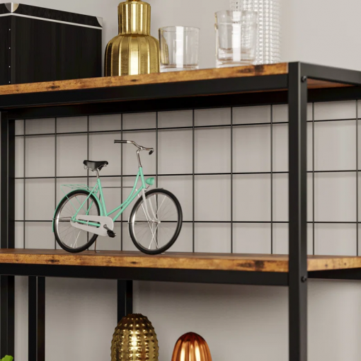 suva bookshelves and bookcases 6 shelf etagere bookcase, industrial open display shelves geometric bookcase with sturdy metal frame