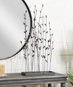 phillipston metal floral decorative black sculpture with loose stones