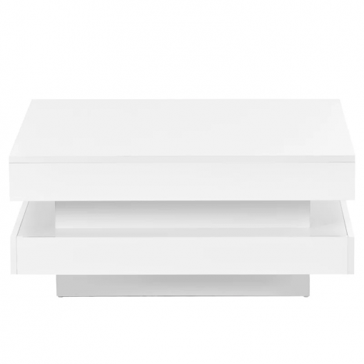 deontea pedestal high gloss minimalist design with led lights, 2 tier square coffee table, center table, living room table