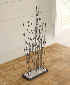 phillipston metal floral decorative black sculpture with loose stones