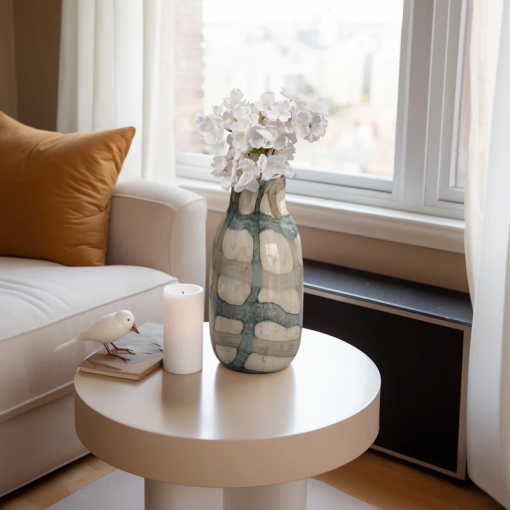 flouressa blue & tan glass vase perfect for modern homes