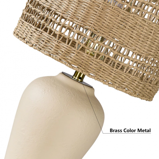 boho style ceramic rattan table lamp for living room/bedroom/entryway console/decorative supplements with rattan accent