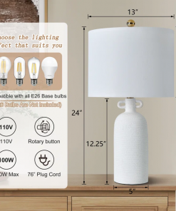 24'' white ceramic table lamp (set of 2)