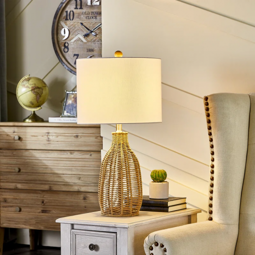 25'' country rope braided original color table lamp for living room/bedroom