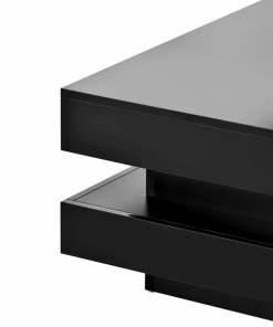 deontea pedestal high gloss minimalist design with led lights, 2 tier square coffee table, center table, living room table