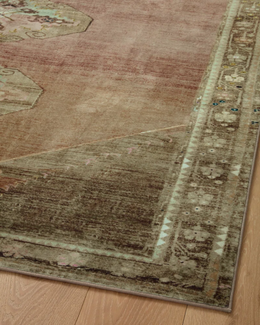 sinclair machine washable clay / tobacco area rug