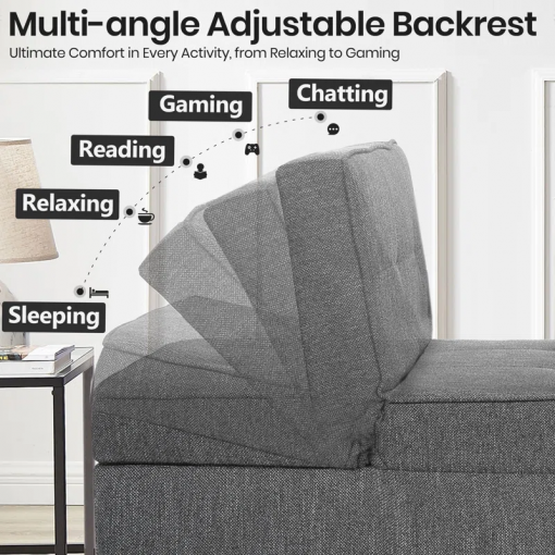 heron 71" upholstered convertible sleeper sofa, pull out sofa bed, chair bed, couch, lounger for small spaces