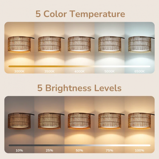 76'' rattan arched dimmable floor lamp with remote control and bulb included