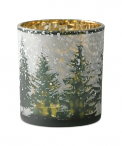 frosted pine mercury glass candle holder (set of 3)