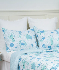 outlook beach coastal beach reversible quilt set