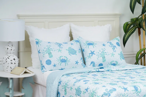 outlook beach coastal beach reversible quilt set