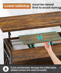 themistocles lift top wheel coffee table with drawers rgb led lights hidden compartment