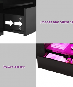 led high gloss finish coffee table with 2 drawers open shelves storage