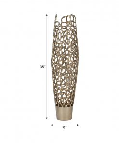 cranfield modern aluminum vase with intricate openwork design