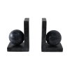 modern bookends in marble with 3" orb detail – decorative book ends for stylish home decor – office display accent for organizing books, bookshelf decor, and shelf decor – 6"