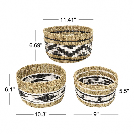 decorative woven rope baskets set of 3