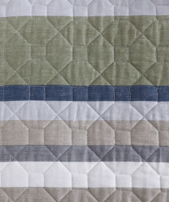 salmon ladder stripe cotton reversible quilt set