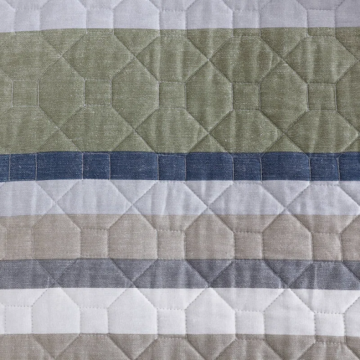 salmon ladder stripe cotton reversible quilt set