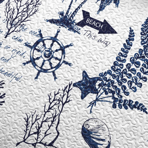 navy / white nautical reversible quilt set with shams