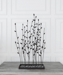 phillipston metal floral decorative black sculpture with loose stones
