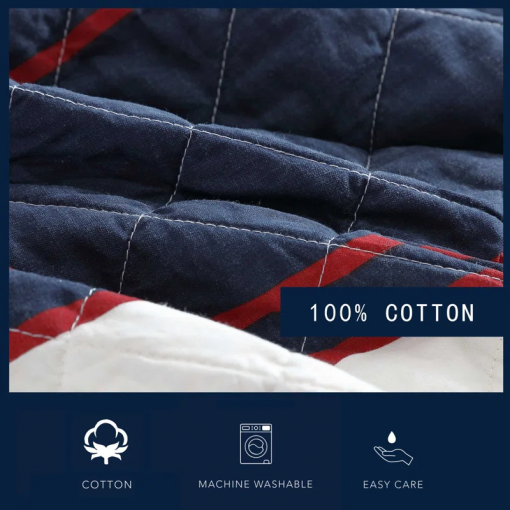 prospect harbor wesley blue cotton reversible quilt set