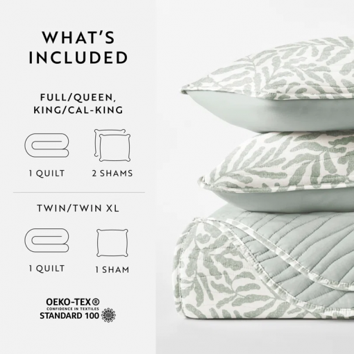 quilt set lightweight all season quilted coverlet tossed ferns