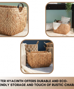 ludmilla rectangular multi purpose water hyacinth baskets with handles 16