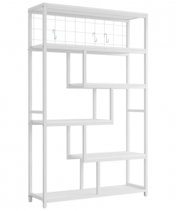 suva bookshelves and bookcases 6 shelf etagere bookcase, industrial open display shelves geometric bookcase with sturdy metal frame