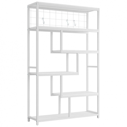 suva bookshelves and bookcases 6 shelf etagere bookcase, industrial open display shelves geometric bookcase with sturdy metal frame