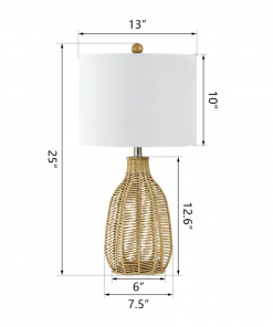 25'' country rope braided original color table lamp for living room/bedroom